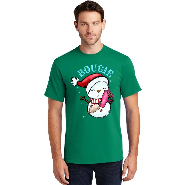 Bougie Snowman Holding A Tumbler Tall T-Shirt