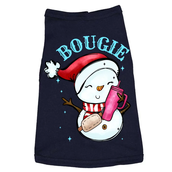 Bougie Snowman Holding A Tumbler Doggie Tank