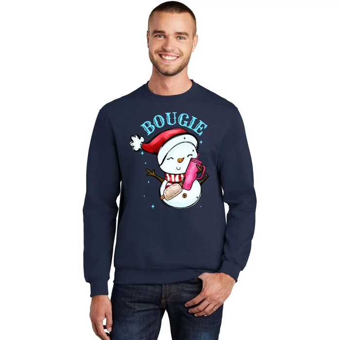 Bougie Snowman Holding A Tumbler Tall Sweatshirt