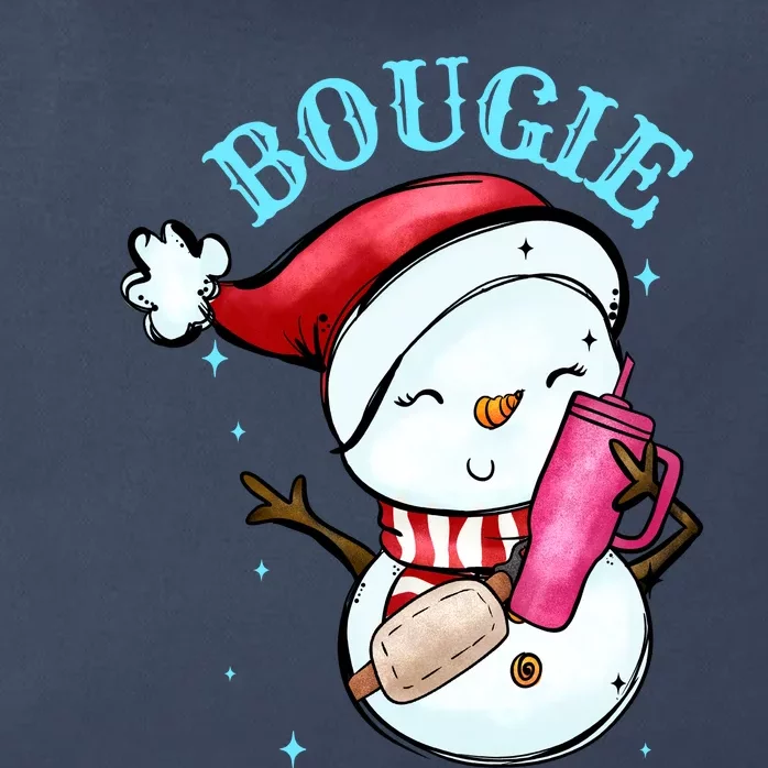 Bougie Snowman Holding A Tumbler Zip Tote Bag