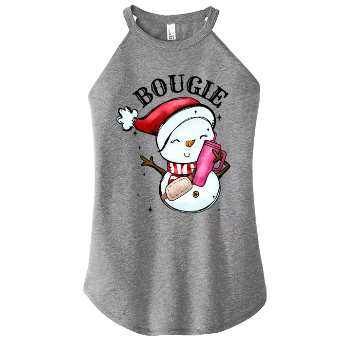 Bougie Snowman Holding A Tumbler Women’s Perfect Tri Rocker Tank