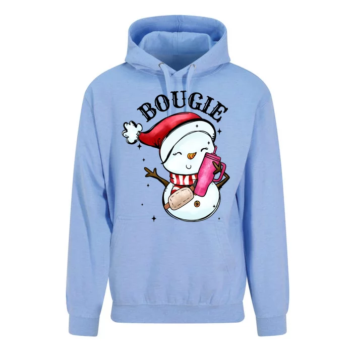 Bougie Snowman Holding A Tumbler Unisex Surf Hoodie