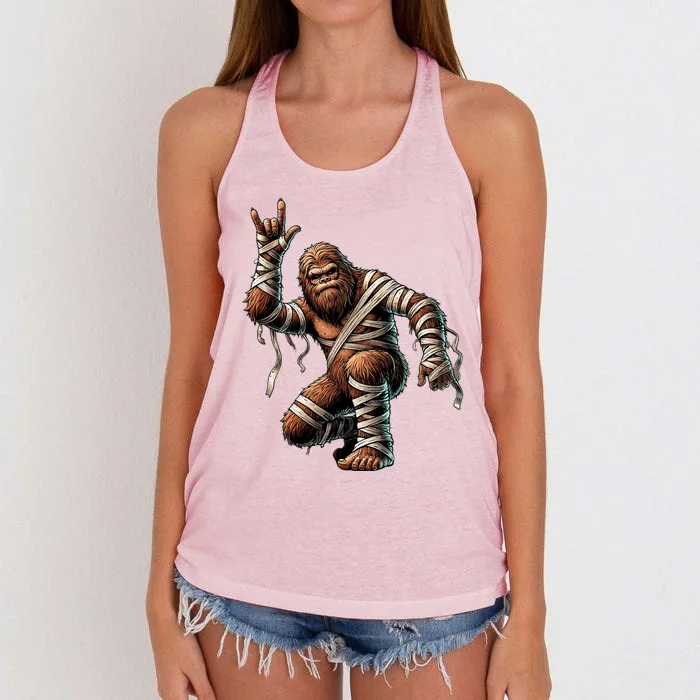 Bigfoot Sasquatch Halloween Bigfoot Women's Knotted Racerback Tank