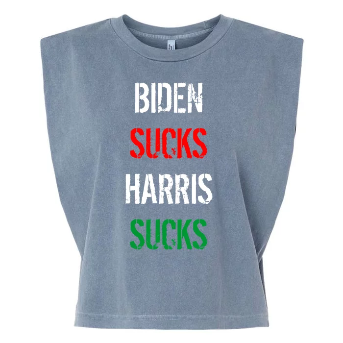 Biden Sucks Harris Sucks Garment-Dyed Women's Muscle Tee