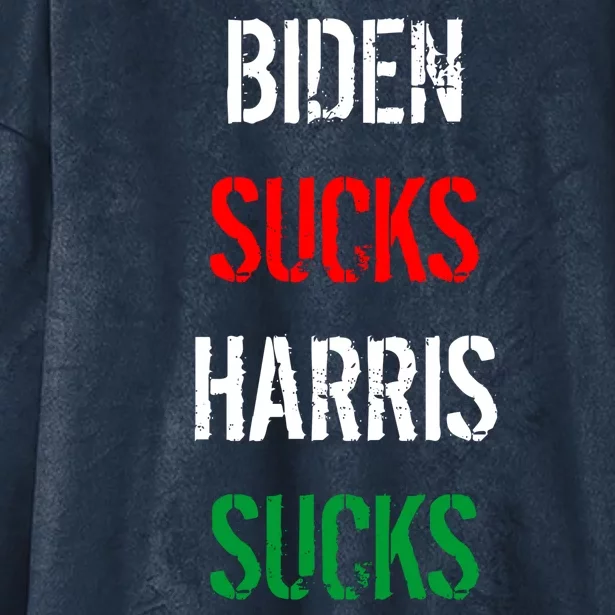 Biden Sucks Harris Sucks Hooded Wearable Blanket