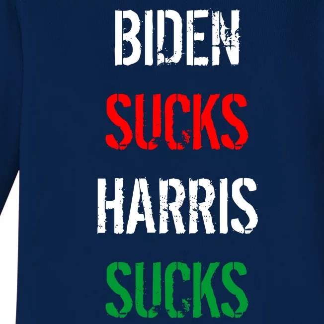 Biden Sucks Harris Sucks Baby Long Sleeve Bodysuit