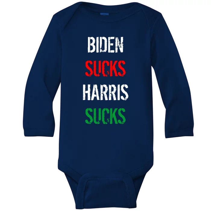 Biden Sucks Harris Sucks Baby Long Sleeve Bodysuit