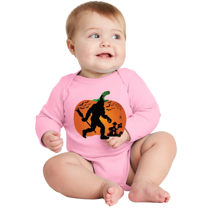 Bigfoot Sasquatch Halloween Lover Witch Giant Pumpkin Halloween Haunted House Baby Long Sleeve Bodysuit