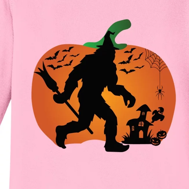 Bigfoot Sasquatch Halloween Lover Witch Giant Pumpkin Halloween Haunted House Baby Long Sleeve Bodysuit