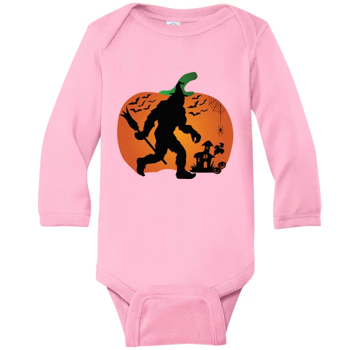 Bigfoot Sasquatch Halloween Lover Witch Giant Pumpkin Halloween Haunted House Baby Long Sleeve Bodysuit