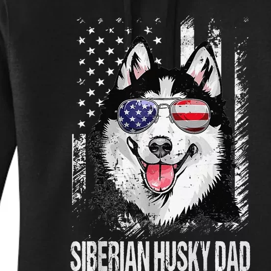 Best Siberian Husky Dad Ever American Flag Dog Lover Premium Women's Pullover Hoodie