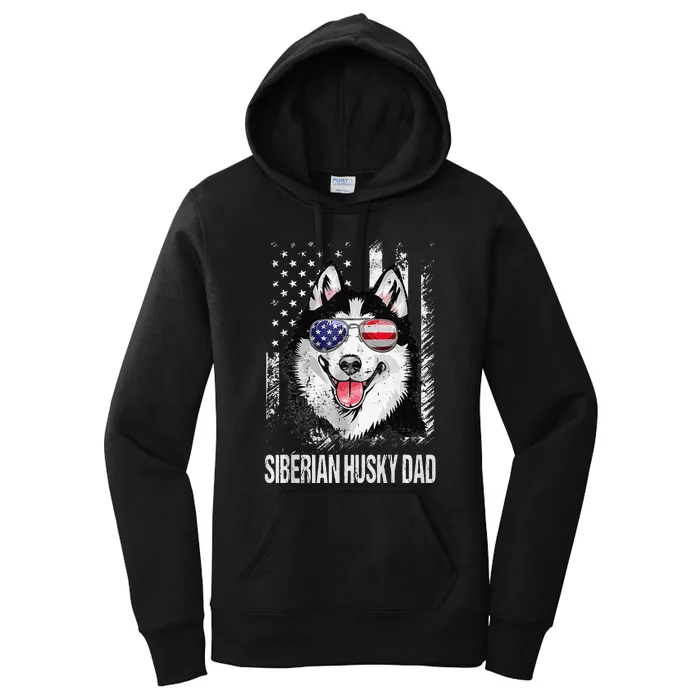 Best Siberian Husky Dad Ever American Flag Dog Lover Premium Women's Pullover Hoodie