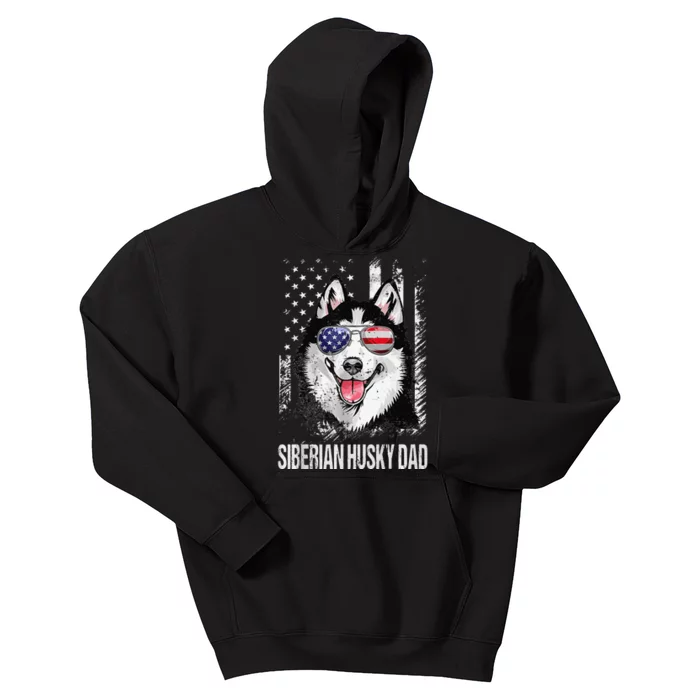 Best Siberian Husky Dad Ever American Flag Dog Lover Premium Kids Hoodie