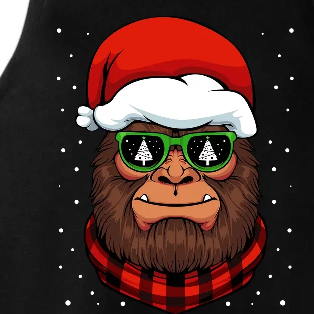 Bigfoot Santa Hat Christmas Pajama Cool Winter Xmas Tree Ladies Tri-Blend Wicking Tank