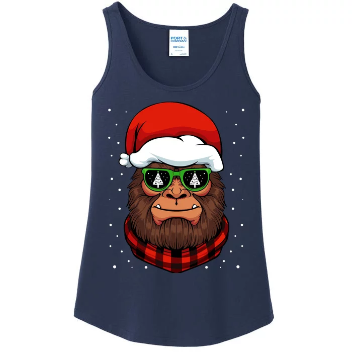 Bigfoot Santa Hat Christmas Pajama Cool Winter Xmas Tree Ladies Essential Tank