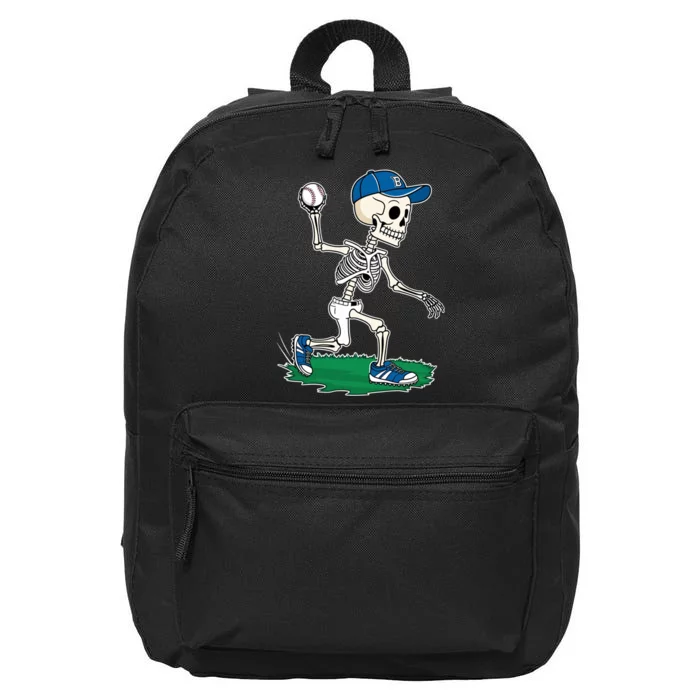 Baseball Skeleton Halloween Spooky Baseball Halloween Design 16 in Basic Backpack