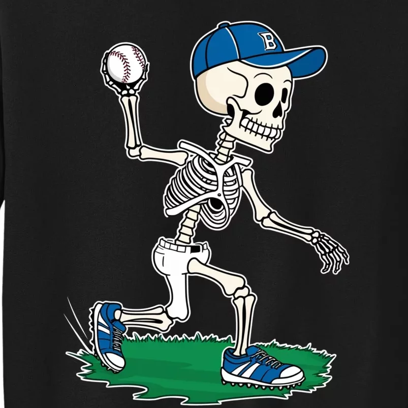 Baseball Skeleton Halloween Spooky Baseball Halloween Design Tall Sweatshirt