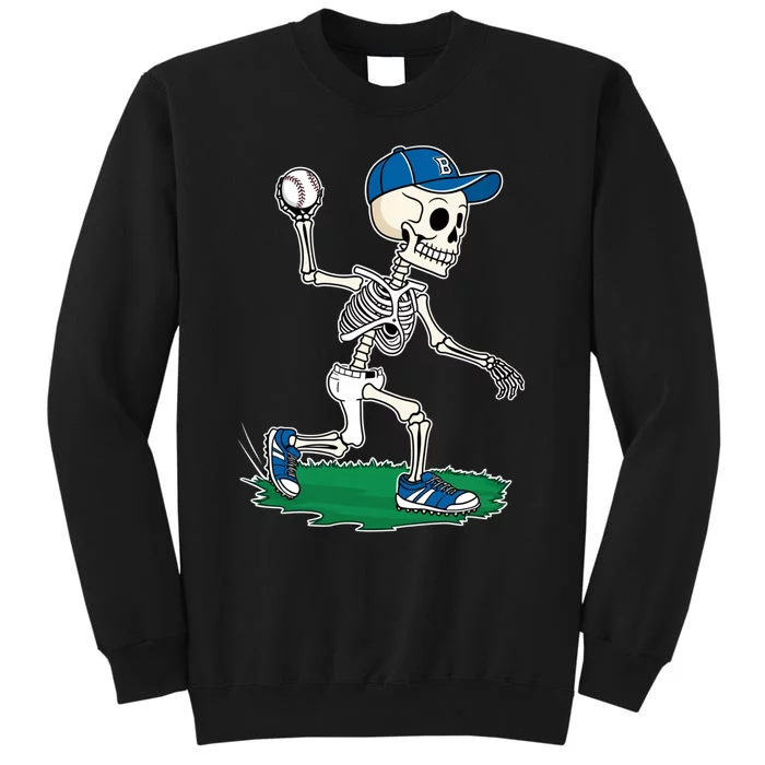 Baseball Skeleton Halloween Spooky Baseball Halloween Design Tall Sweatshirt