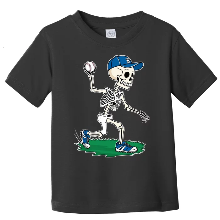 Baseball Skeleton Halloween Spooky Baseball Halloween Design Toddler T-Shirt