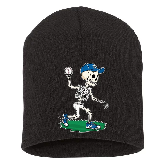 Baseball Skeleton Halloween Spooky Baseball Halloween Design Short Acrylic Beanie