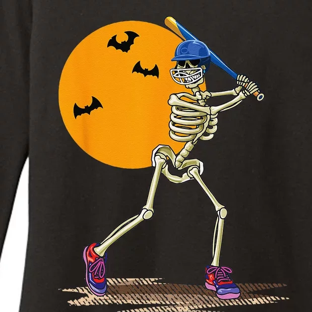 Baseball Skeleton Halloween Baseball Halloween Womens CVC Long Sleeve Shirt