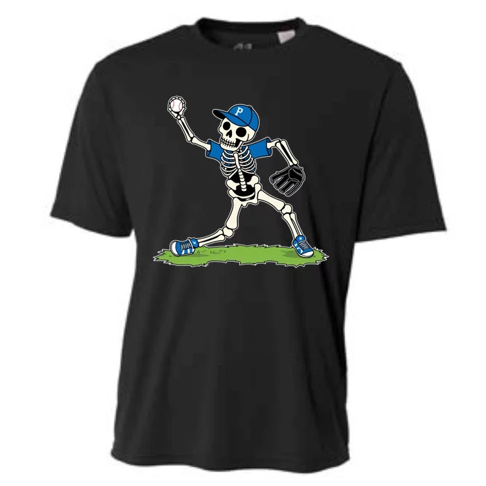 Baseball Skeleton Halloween Spooky Baseball Halloween Design Cooling Performance Crew T-Shirt