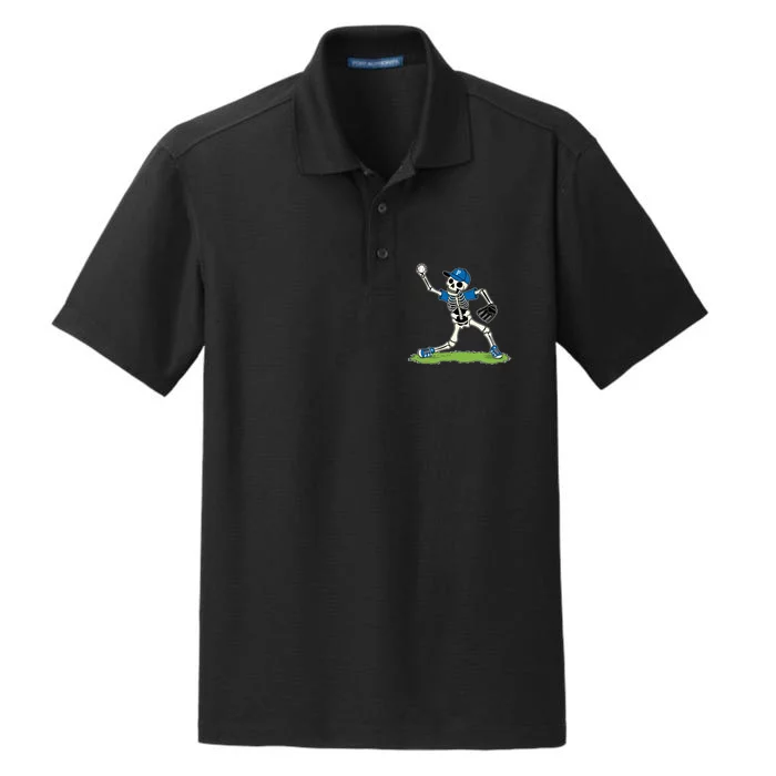 Baseball Skeleton Halloween Spooky Baseball Halloween Design Dry Zone Grid Performance Polo