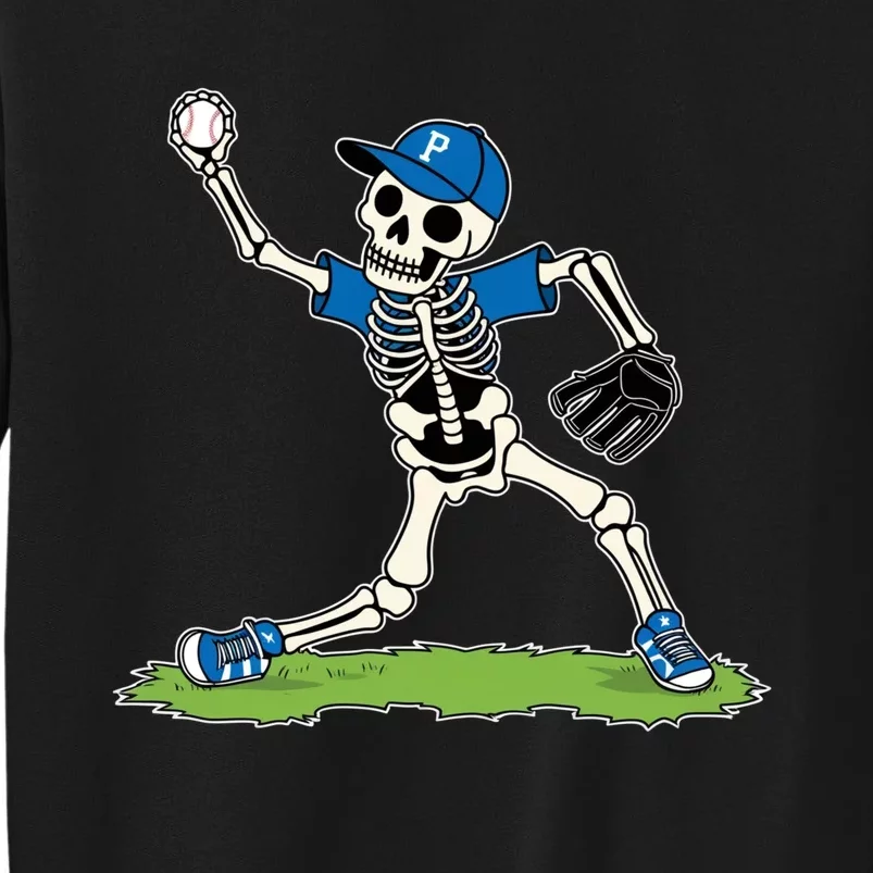 Baseball Skeleton Halloween Spooky Baseball Halloween Design Tall Sweatshirt