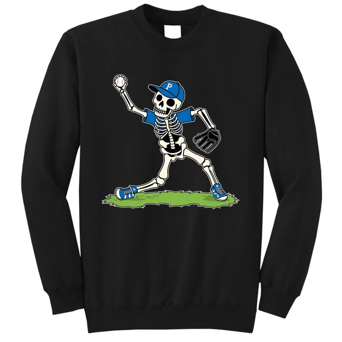 Baseball Skeleton Halloween Spooky Baseball Halloween Design Tall Sweatshirt