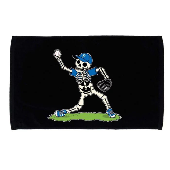 Baseball Skeleton Halloween Spooky Baseball Halloween Design Microfiber Hand Towel