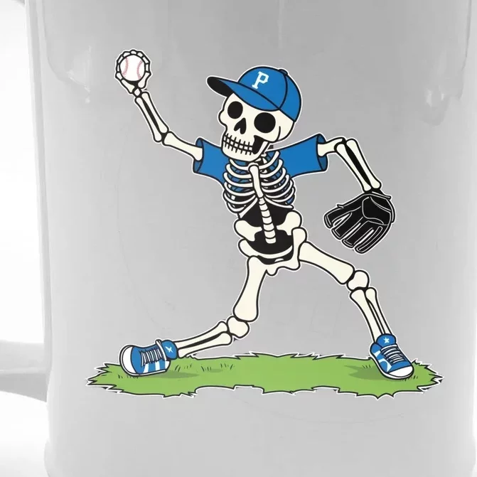 Baseball Skeleton Halloween Spooky Baseball Halloween Design Front & Back Beer Stein