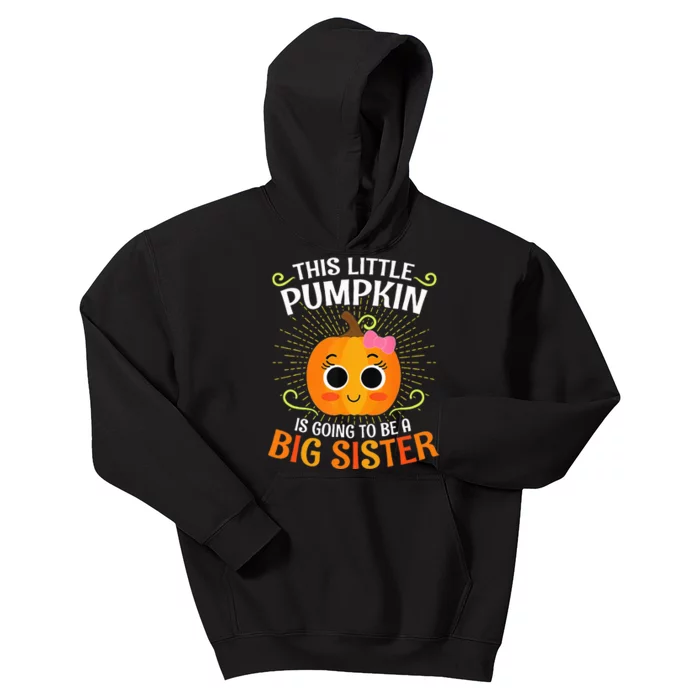 Big Sister Halloween Announcement Pumpkin Costume Kids Hoodie