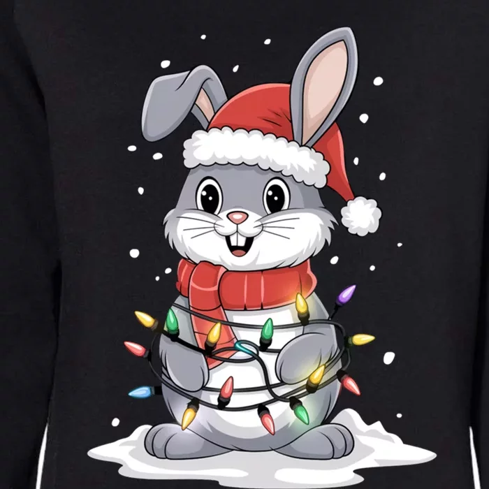 Bunny Santa Hat Christmas Tree Lights Xmas Rabbit Lover Funny Gift Womens California Wash Sweatshirt