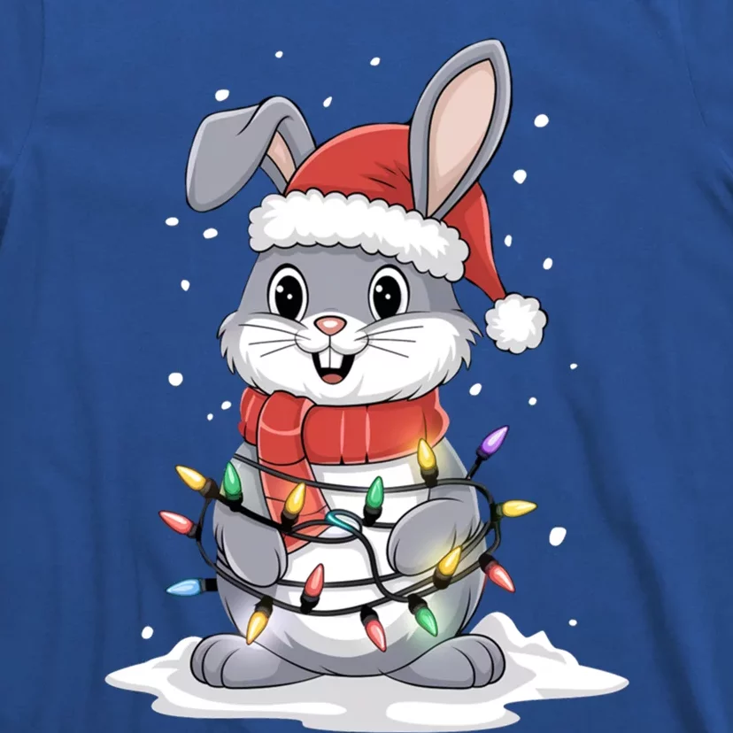 Bunny Santa Hat Christmas Tree Lights Xmas Rabbit Lover Funny Gift T-Shirt