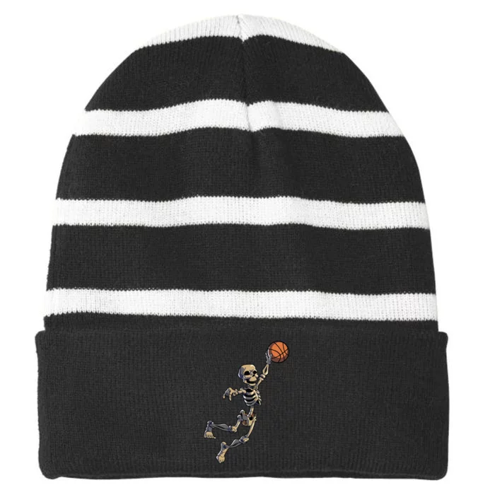 Basketball Skeleton Halloween Basketball Halloween Striped Beanie with Solid Band