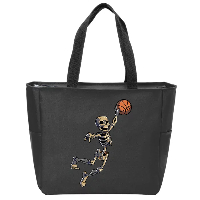 Basketball Skeleton Halloween Basketball Halloween Zip Tote Bag