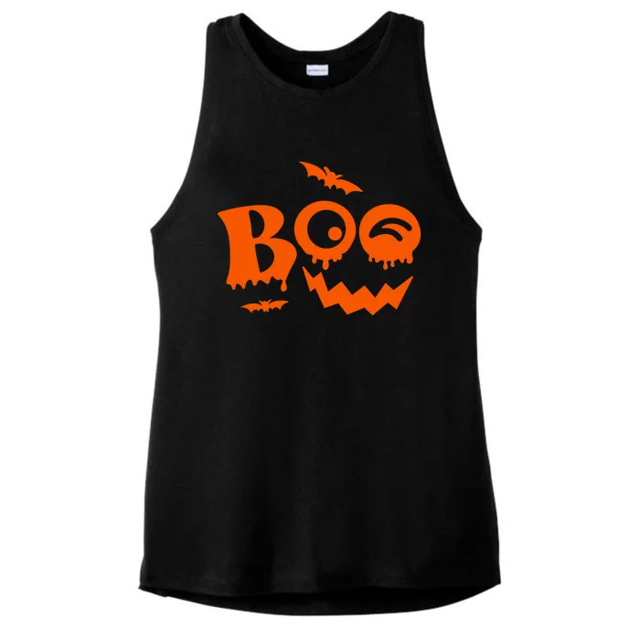 Boo Spooky Halloween Festive Ladies Tri-Blend Wicking Tank