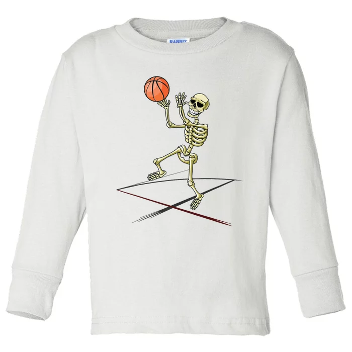 Basketball Skeleton Halloween Boy Basketball Halloween Toddler Long Sleeve Shirt