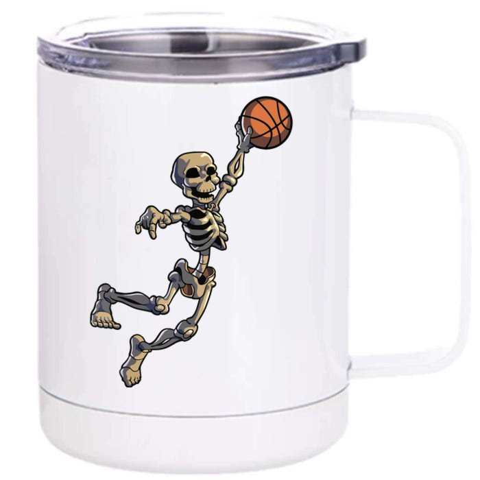 Basketball Skeleton Halloween Boy Basketball Halloween Front & Back 12oz Stainless Steel Tumbler Cup