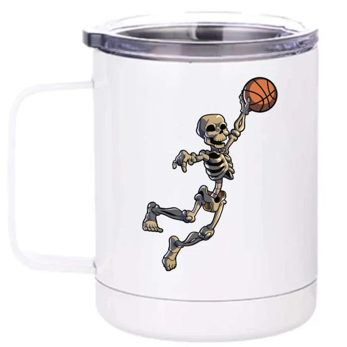 Basketball Skeleton Halloween Boy Basketball Halloween Front & Back 12oz Stainless Steel Tumbler Cup