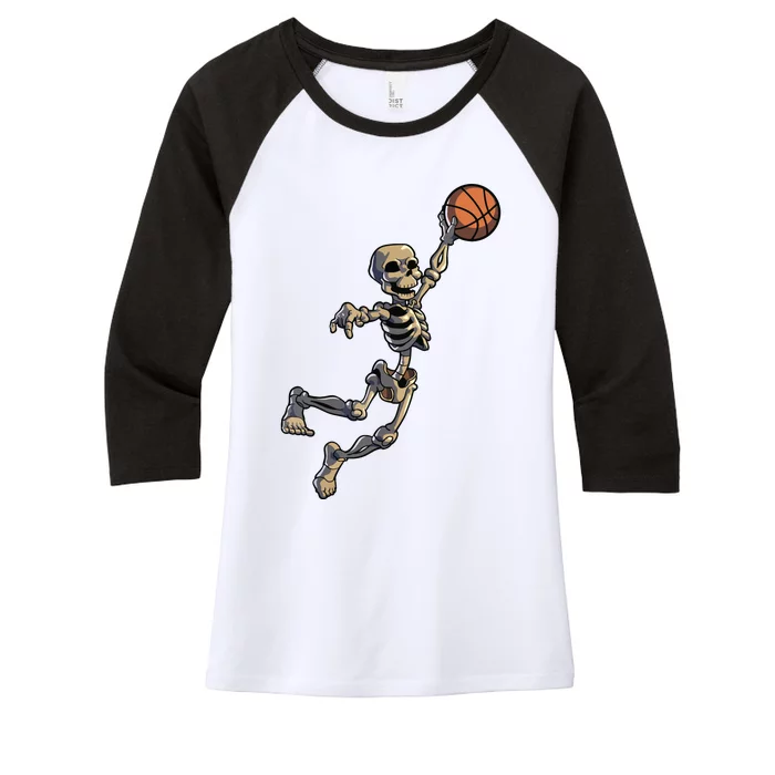 Basketball Skeleton Halloween Boy Basketball Halloween Women's Tri-Blend 3/4-Sleeve Raglan Shirt