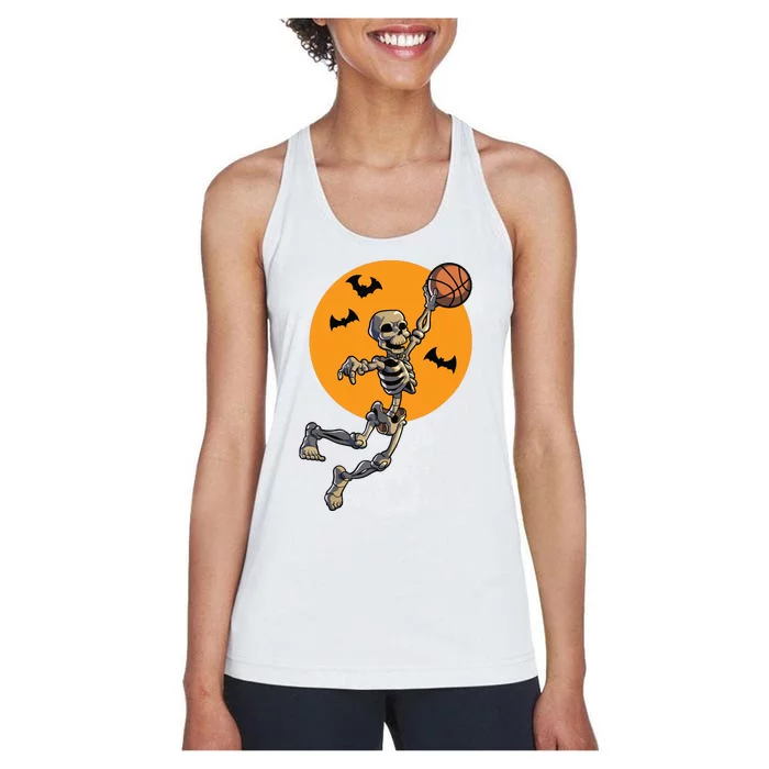 Basketball Skeleton Halloween Boy Basketball Halloween Women's Racerback Tank