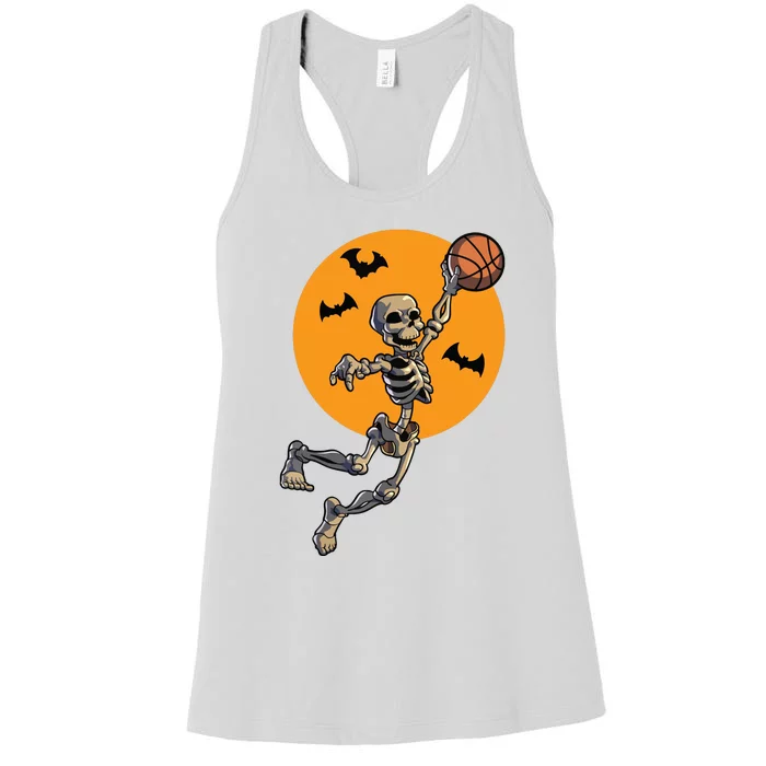 Basketball Skeleton Halloween Boy Basketball Halloween Women's Racerback Tank