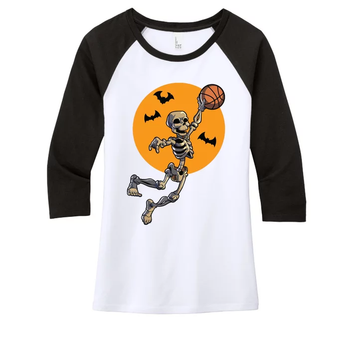 Basketball Skeleton Halloween Boy Basketball Halloween Women's Tri-Blend 3/4-Sleeve Raglan Shirt