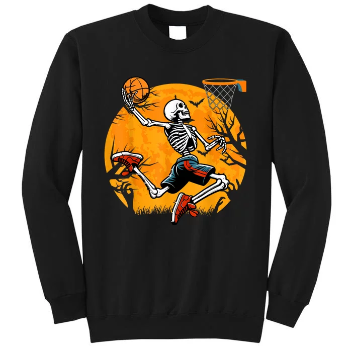 Basketball Skeleton Halloween Spooky Basketball Player Tall Sweatshirt