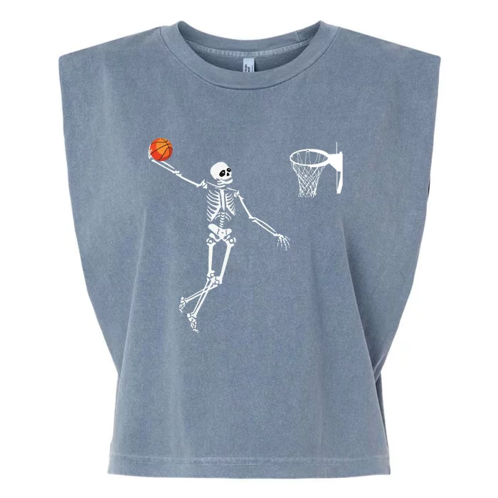 Basketball Skeleton Halloween Artdunking Skeleton Garment-Dyed Women's Muscle Tee