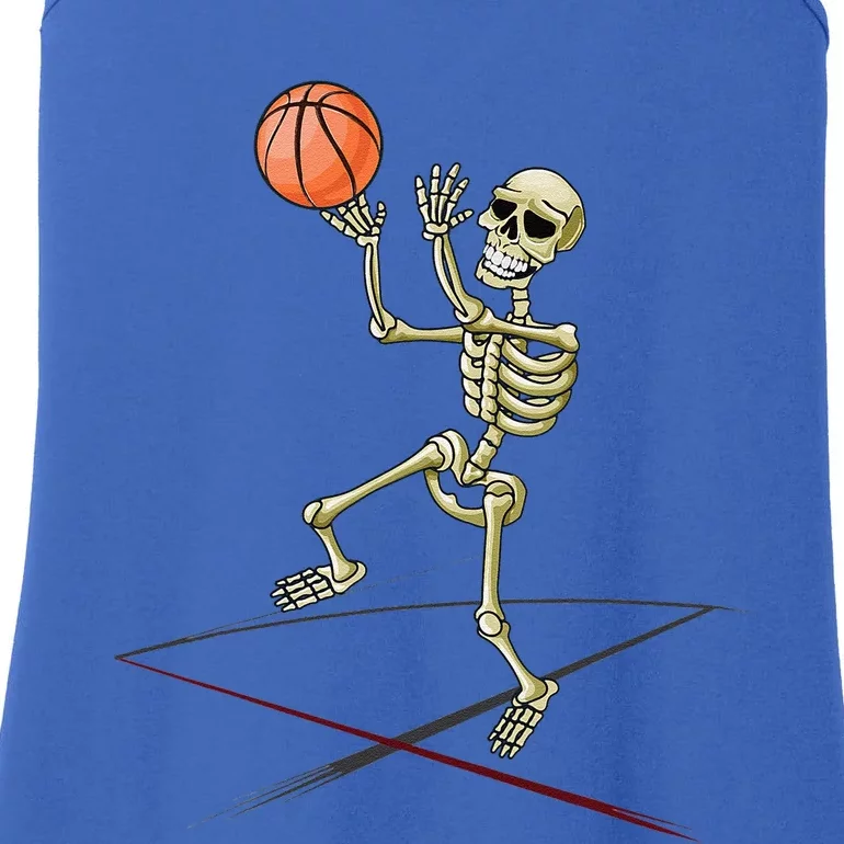 Basketball Skeleton Halloween Funny Basketball Halloween Gift Ladies Essential Tank