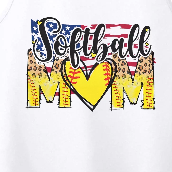 Baseball Softball Heart USA Flag Mom Mother's Day Performance Tank