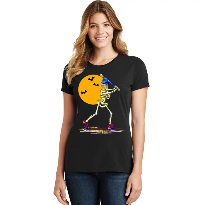 Baseball Skeleton Halloween Baseball Halloween Women's T-Shirt