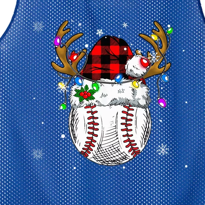 Baseball Santa Hat Funny Sport  baseball Christmas Mesh Reversible Basketball Jersey Tank